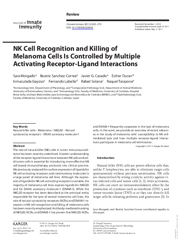 (PDF) NK Cell Recognition and Killing of Melanoma Cells Is Controlled ...