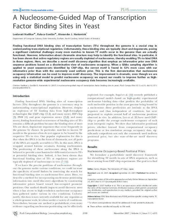(PDF) A nucleosome-guided map of transcription factor binding sites in ...
