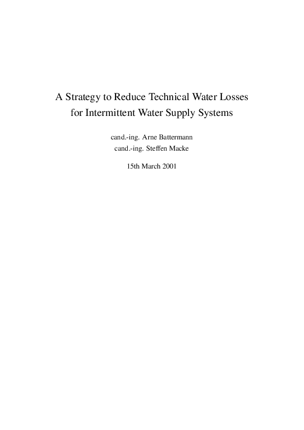 (PDF) A Strategy to Reduce Technical Water Losses for Intermittent