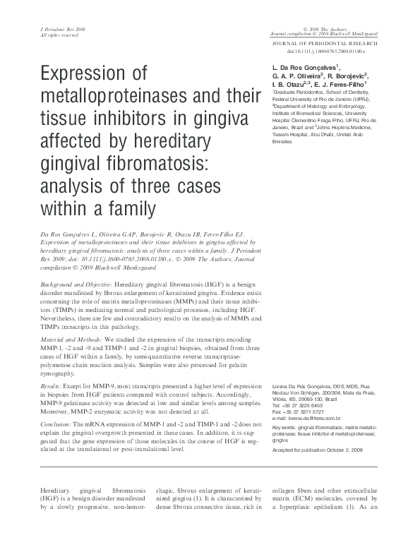 (PDF) Expression of metalloproteinases and their tissue inhibitors in ...