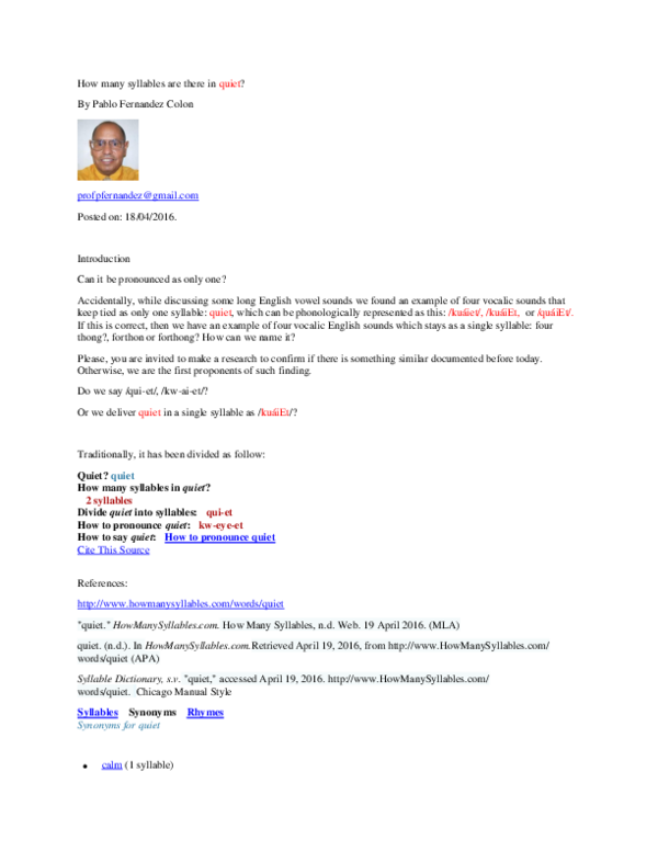 (PDF) How many syllables are there in quiet Pablo Fernandez Academia.edu