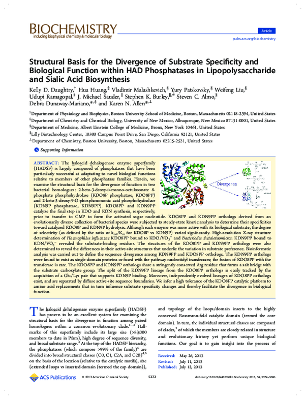 (PDF) Structural Basis for the Divergence of Substrate Specificity and ...