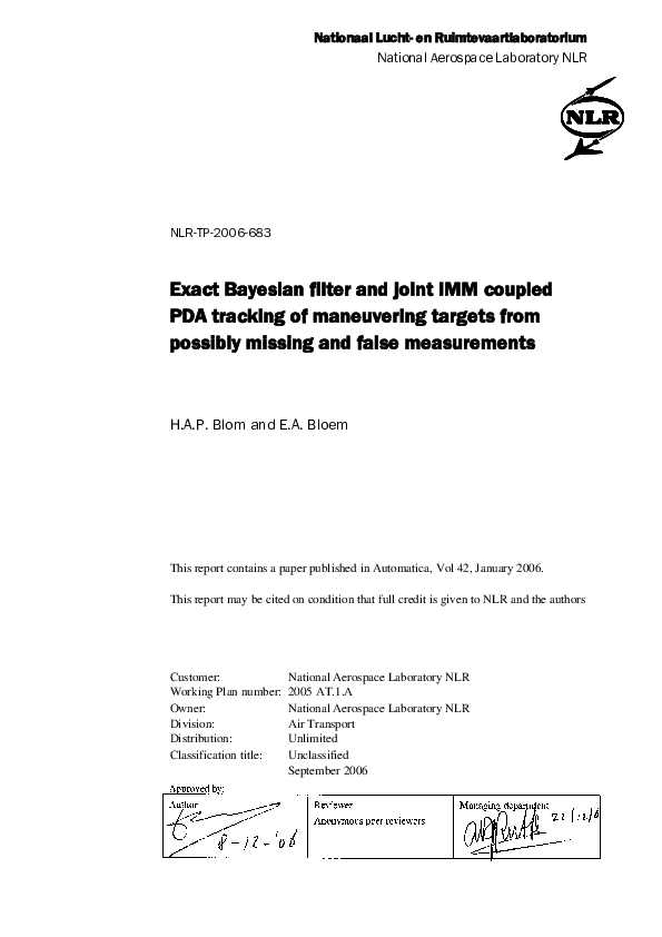 (PDF) Exact Bayesian filter and joint IMM coupled PDA tracking of