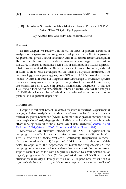 (PDF) Protein structure elucidation from minimal NMR data: the CLOUDS ...
