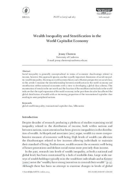 (PDF) Wealth Inequality and Stratification in the World Capitalist Economy