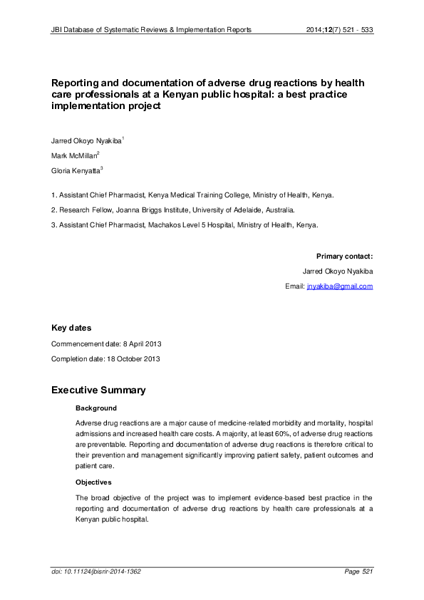 (PDF) Reporting and documentation of adverse drug reactions by health ...