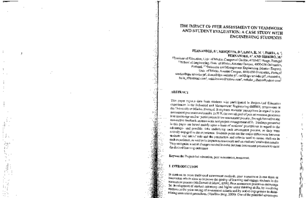 (PDF) The Impact of Peer Assessment on Teamwork and Student Evaluation ...