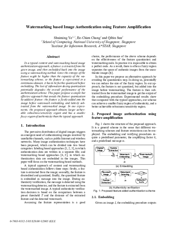 (PDF) Watermarking based Image Authentication using Feature Amplification