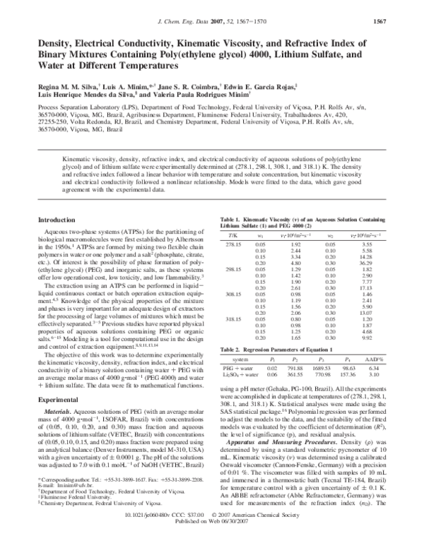 (PDF) Density, Electrical Conductivity, Kinematic Viscosity, and