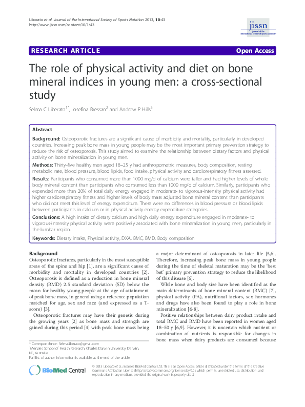 (PDF) The role of physical activity and diet on bone mineral indices in ...