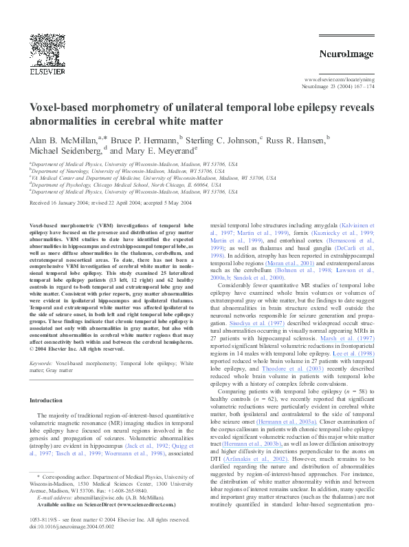 (PDF) Voxel-based morphometry of unilateral temporal lobe epilepsy ...
