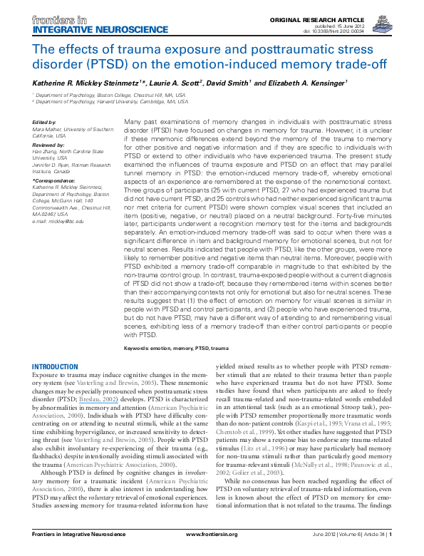 (PDF) The effects of trauma exposure and posttraumatic stress disorder ...