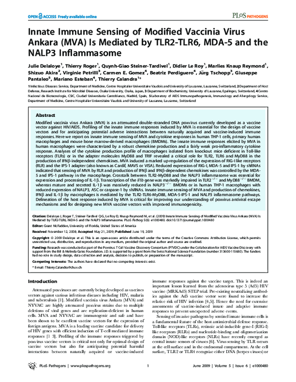 (PDF) Innate Immune Sensing of Modified Vaccinia Virus Ankara (MVA) Is ...