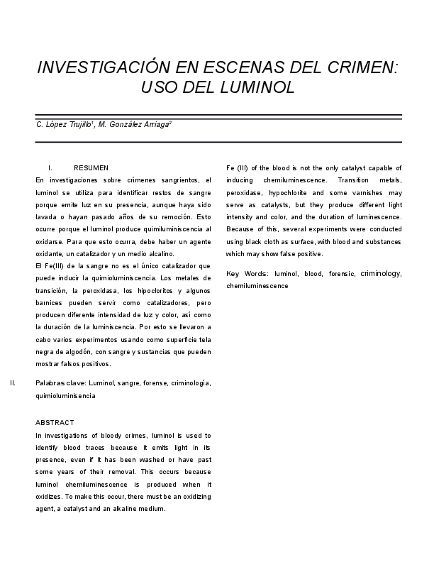 (DOC) How luminol works? Cristian López Academia.edu