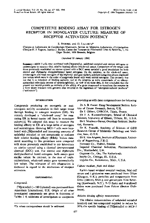 (PDF) Competitive binding assay for estrogen receptor in monolayer ...