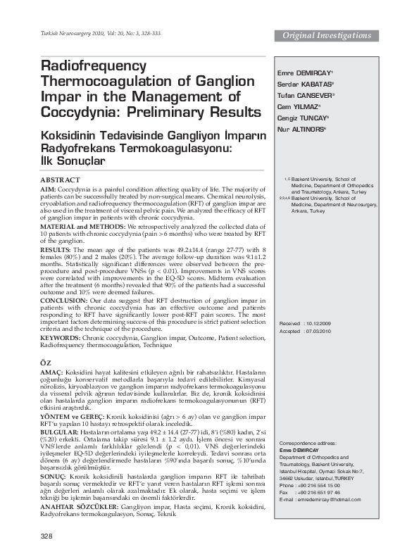 (PDF) Radiofrequency thermocoagulation of ganglion impar in the ...
