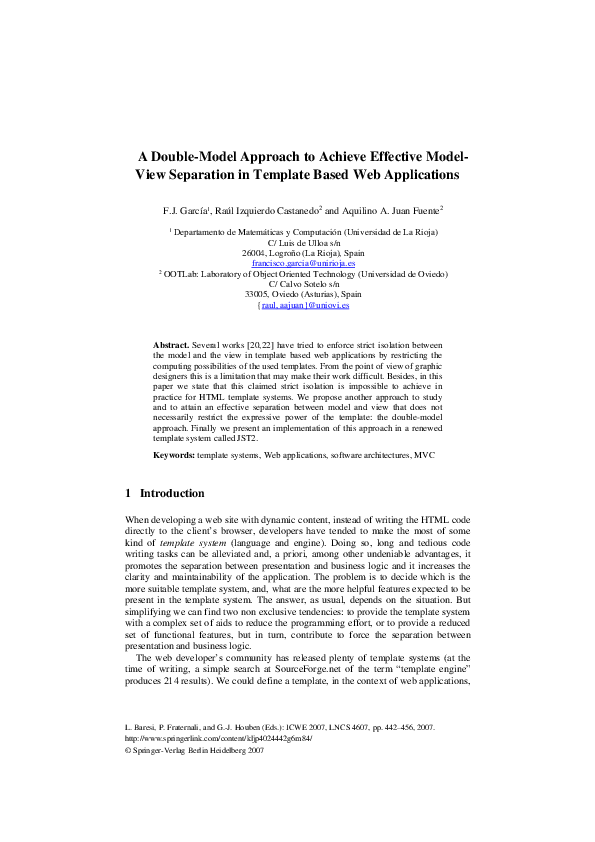 (PDF) A Double-Model Approach to Achieve Effective Model-View ...