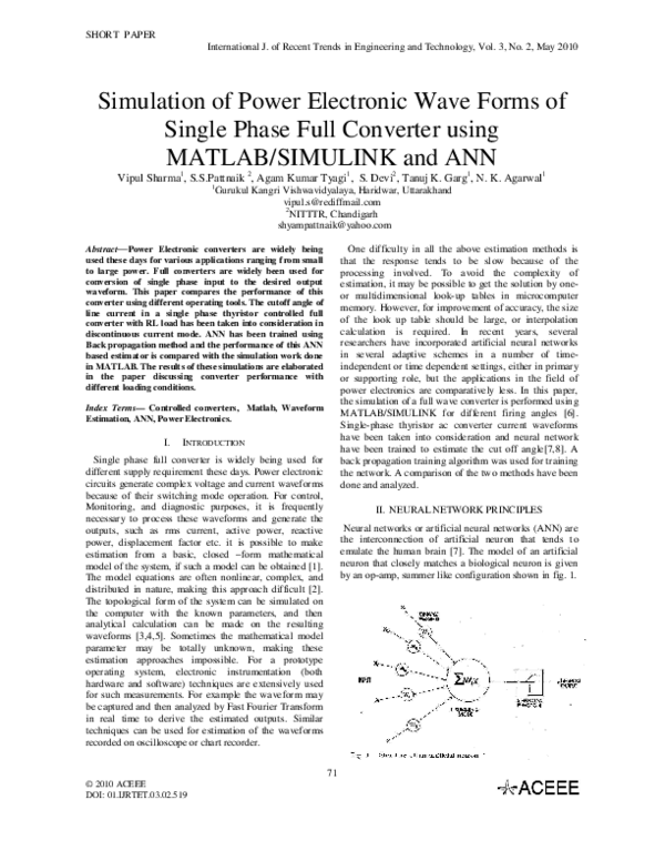 (PDF) Simulation Of Power Electronic Wave Forms Of Single Phase Full ...
