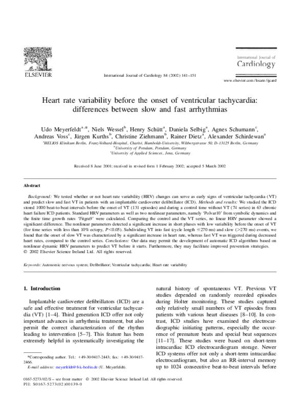 (PDF) Heart rate variability before the onset of ventricular ...