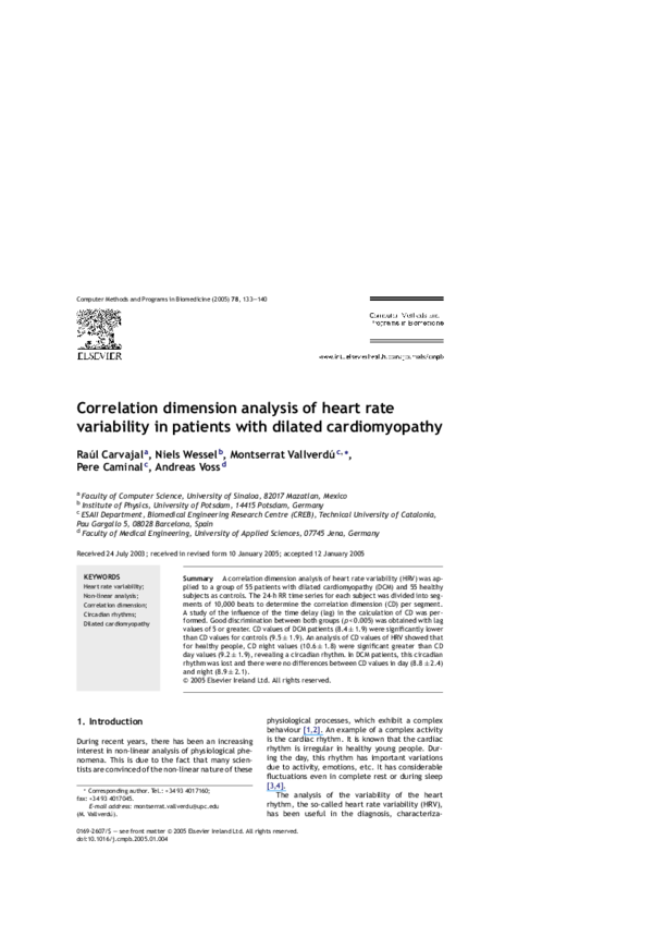 (PDF) Correlation dimension analysis of heart rate variability in ...