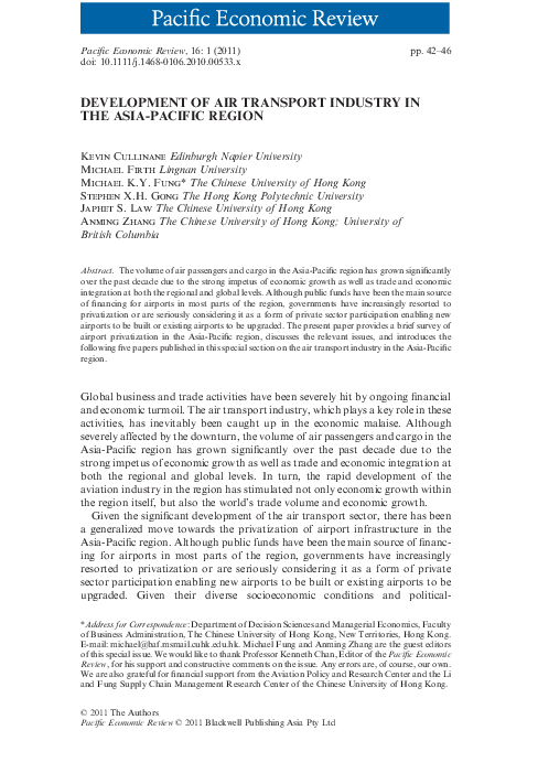 (PDF) DEVELOPMENT OF AIR TRANSPORT INDUSTRY IN THE ASIA-PACIFIC REGION