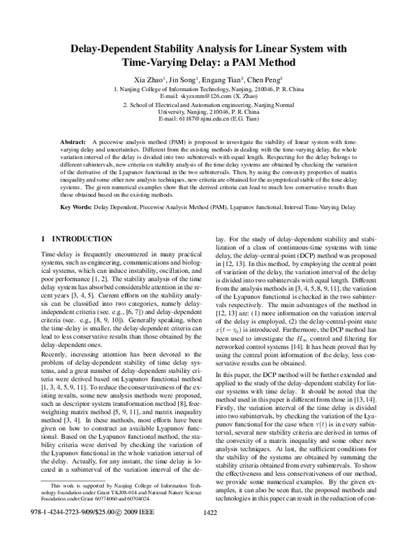(PDF) Delay-dependent stability analysis for linear system with time ...