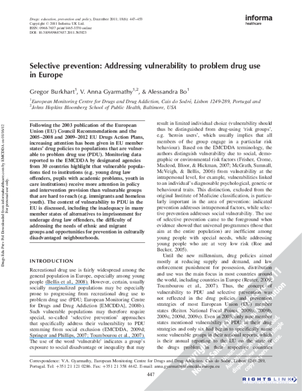 (PDF) Selective prevention: Addressing vulnerability to problem drug ...