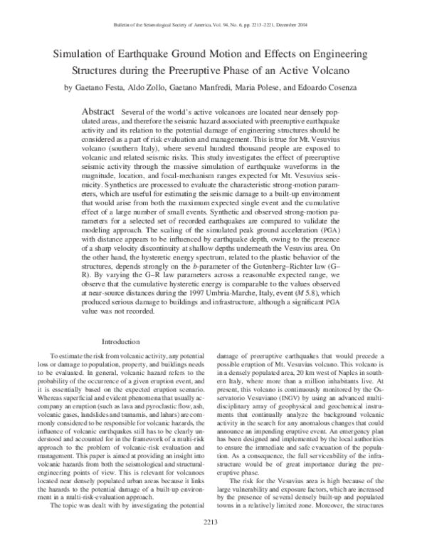 (PDF) Simulation of Earthquake Ground Motion and Effects on Engineering ...