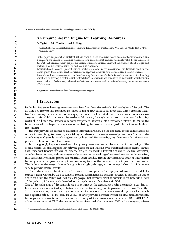 (PDF) A semantic search engine for learning resources