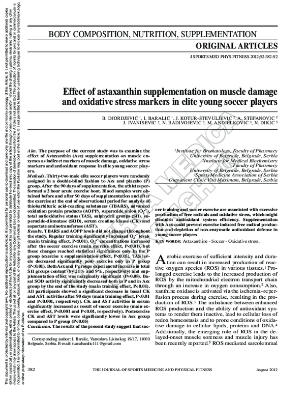 (PDF) Effect of astaxanthin supplementation on muscle damage and ...