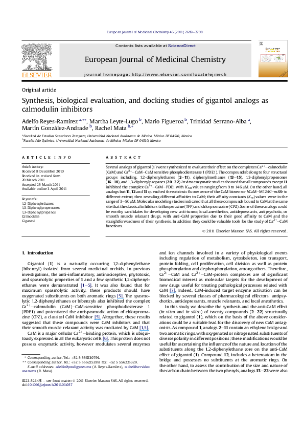(PDF) Synthesis, biological evaluation, and docking studies of novel ...
