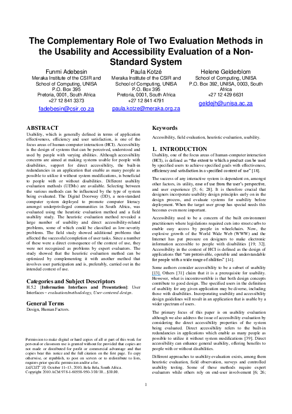 (PDF) The complementary role of two evaluation methods in the usability ...