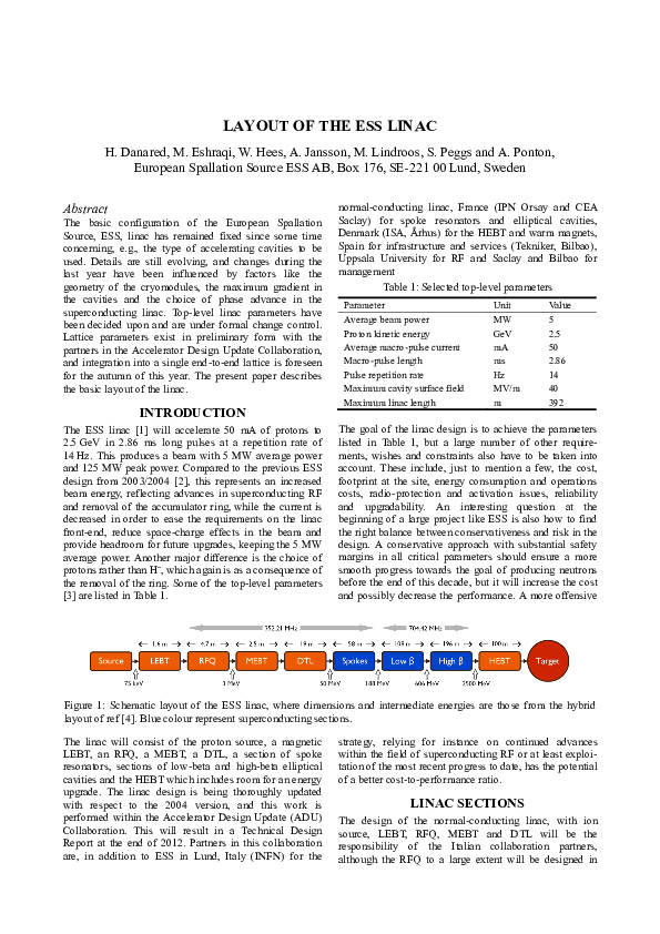 (PDF) Layout of the Ess Linac