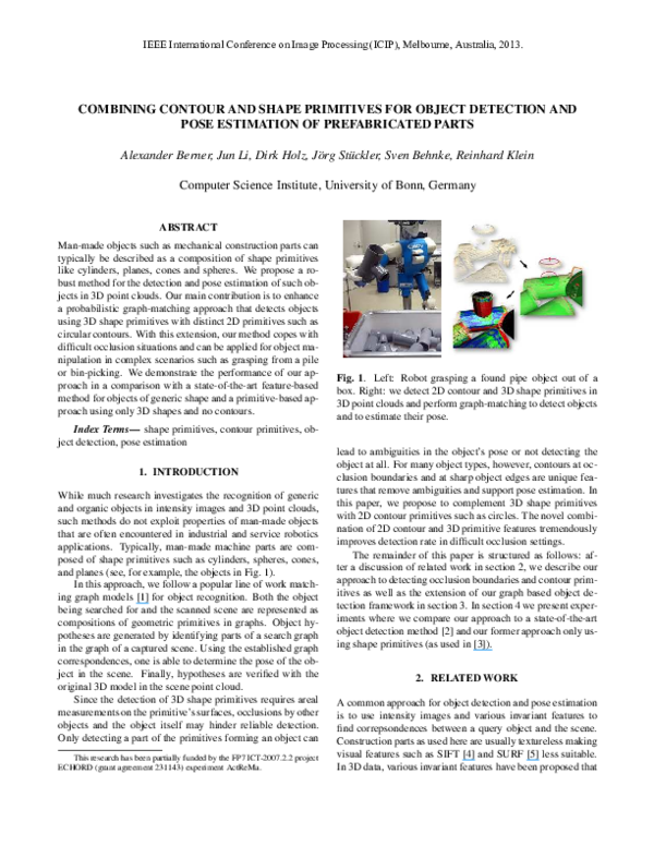 (PDF) Combining contour and shape primitives for object detection and ...