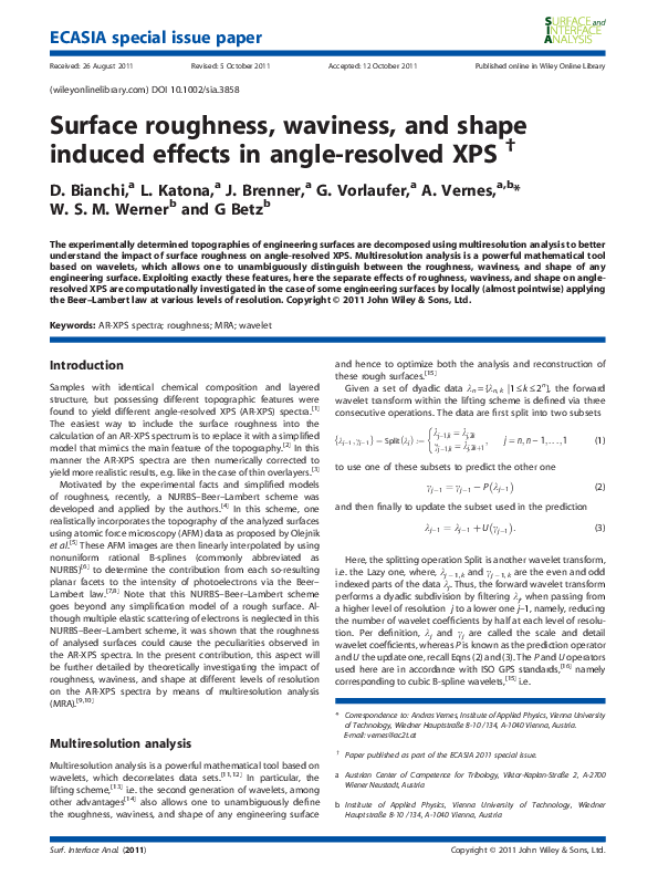 (PDF) Surface roughness, waviness, and shape induced effects in angle