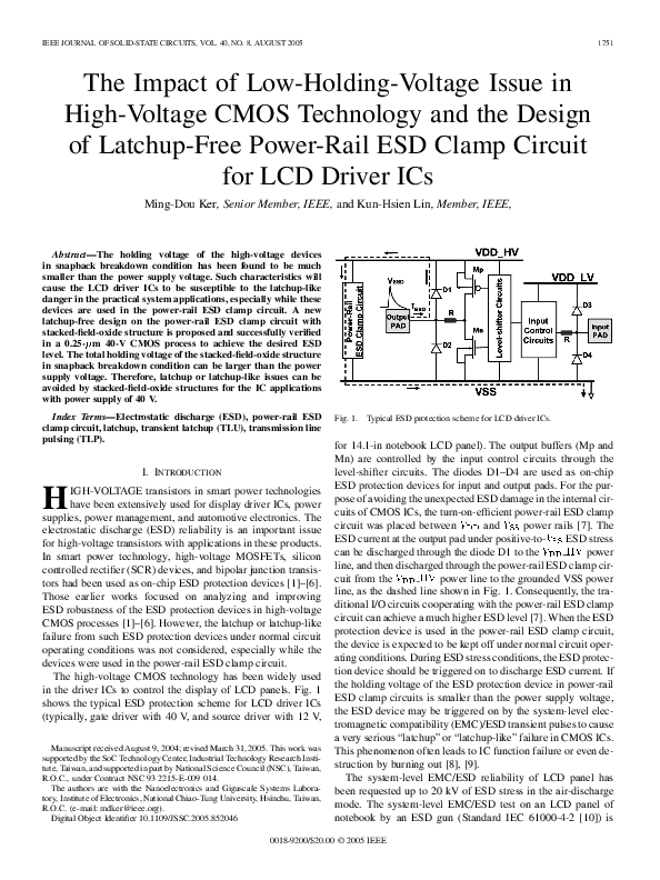 (PDF) The impact of lowholdingvoltage issue in highvoltage CMOS