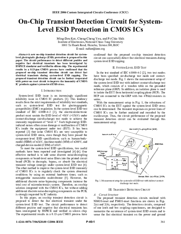 (PDF) On-Chip Transient Detection Circuit for System-Level ESD ...