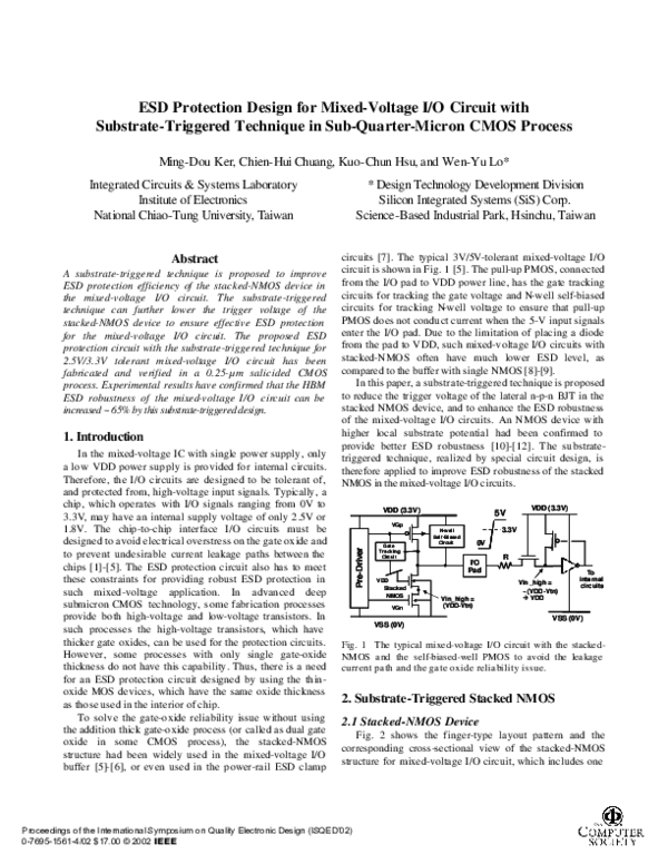 (PDF) ESD protection design for mixedvoltage I/O circuit with substratetriggered technique in