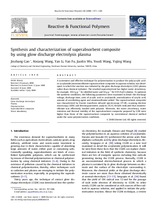 (PDF) Synthesis and characterization of superabsorbent composite by ...
