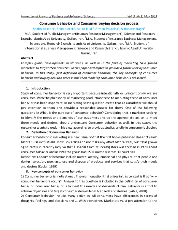 (PDF) Consumer behavior and Consumer buying decision process