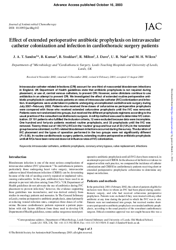 (PDF) Effect of extended perioperative antibiotic prophylaxis on ...