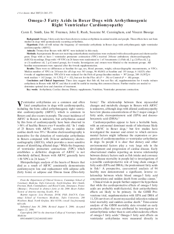 (PDF) Omega3 Fatty Acids in Boxer Dogs with Arrhythmogenic Right
