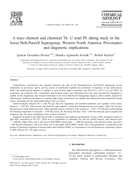 (PDF) A trace element and chemical Th-U total Pb dating study in the ...