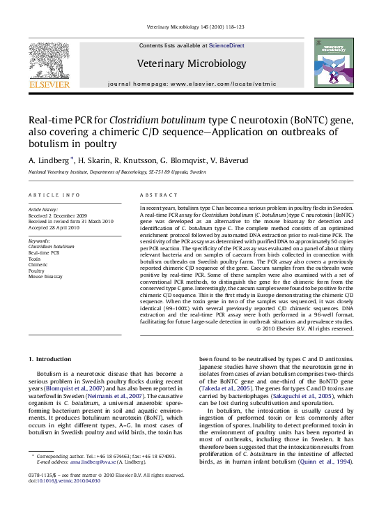 (PDF) Real-time PCR for Clostridium botulinum type C neurotoxin (BoNTC ...
