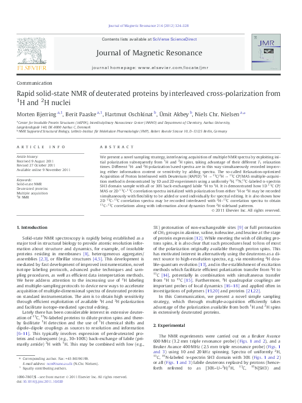 (PDF) Rapid Solid-State NMR of Deuterated Proteins by Interleaved Cross ...
