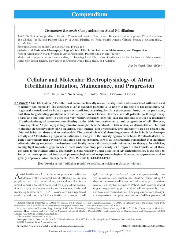 (PDF) Cellular and Molecular Electrophysiology of Atrial Fibrillation ...