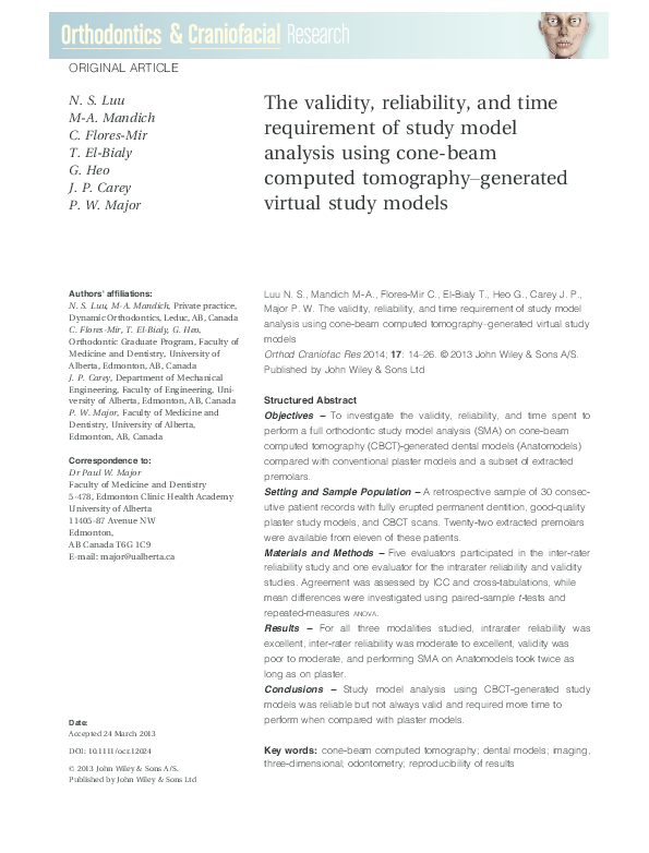 (PDF) The validity, reliability, and time requirement of study model ...