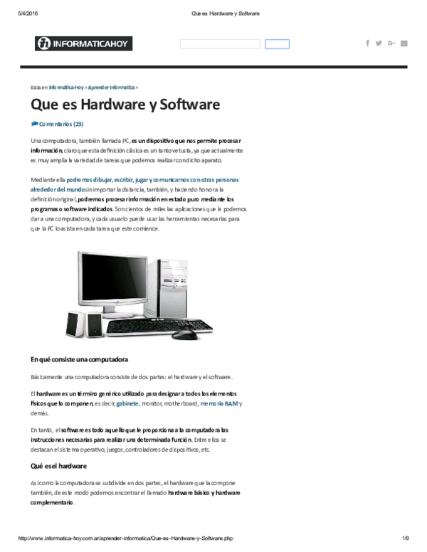 Triazs Que Es Hardware Y Que Es Software Pdf