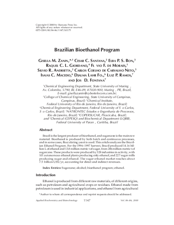 (PDF) Brazilian Bioethanol Program