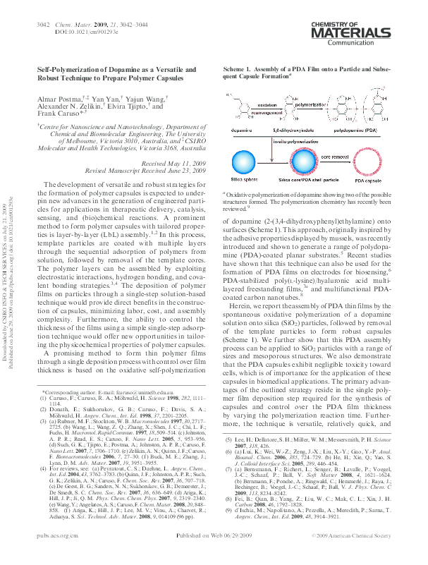 (PDF) Self-Polymerization of Dopamine as a Versatile and Robust ...